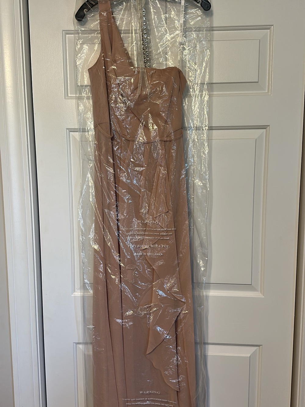 David's Bridal One-Shoulder Maxi Dress in Mauve
